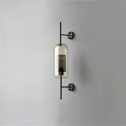 Chiswick Glass Wall Light Dia 5.1″ x H 26.4″ / Dia 13cm x H 67cm / Black / Amber Wall lamp