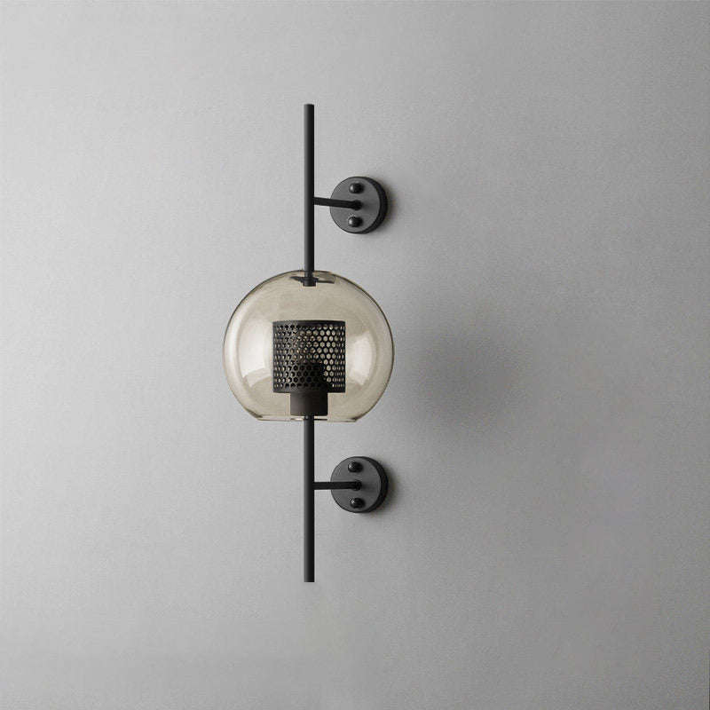 Chiswick Glass Wall Light Dia 7.9″ x H 21.6″ / Dia 20cm x H 55cm / Black / Amber Wall lamp