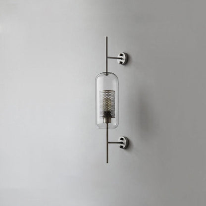 Chiswick Glass Wall Light Dia 5.1″ x H 26.4″ / Dia 13cm x H 67cm / Silver / Clear Wall lamp