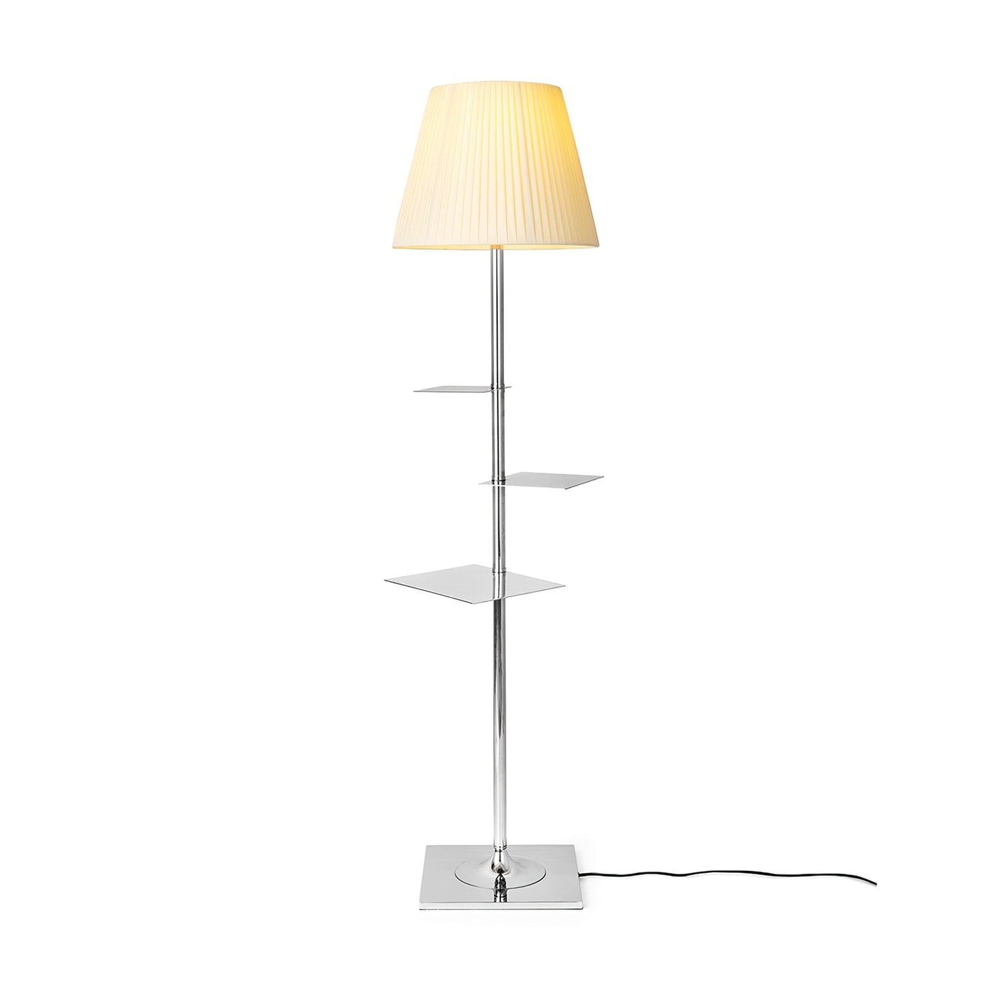 Chrome Prism Side Table Floor Lamp Dia 15.6″ x H 60.2″ / Dia 39.5cm x H 153cm / Chrome & Beige fabric / US Plug Floor lamp