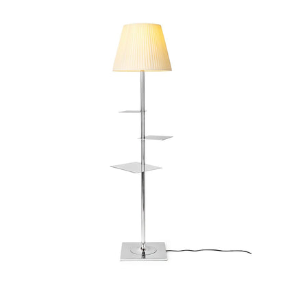 Chrome Prism Side Table Floor Lamp Dia 15.6″ x H 60.2″ / Dia 39.5cm x H 153cm / Chrome & Beige fabric / US Plug Floor lamp