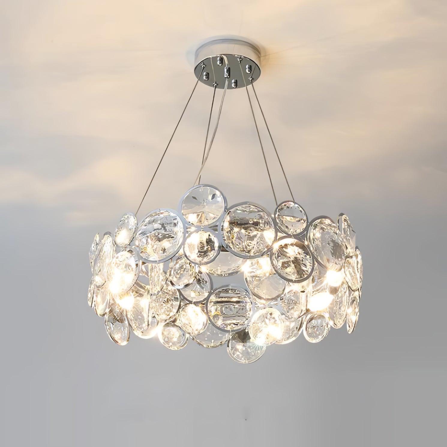 Chrome Round Crystal Chandelier ? 23.6″ x H 7.5″ / Dia 60cm x H 19cm / Chrome & Clear crystal Pendant light