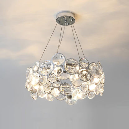 Chrome Round Crystal Chandelier ? 23.6″ x H 7.5″ / Dia 60cm x H 19cm / Chrome & Clear crystal Pendant light