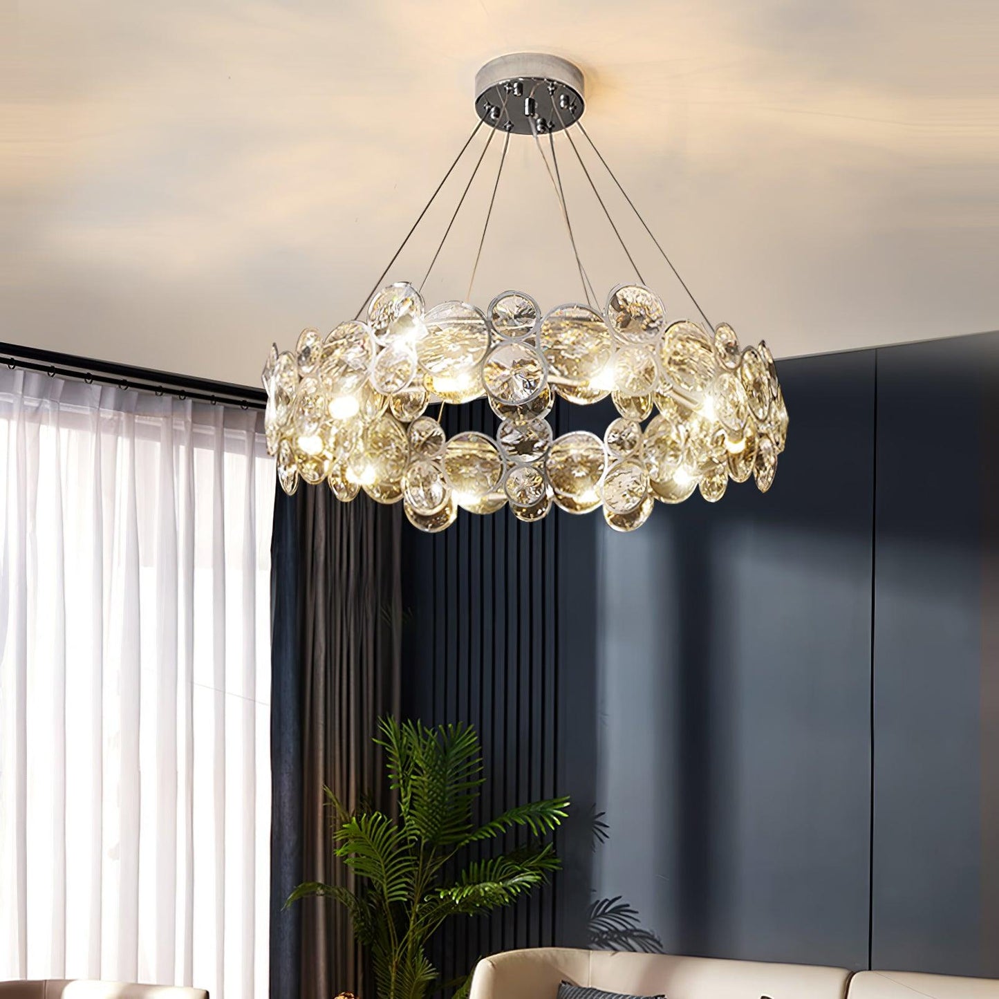 Chrome Round Crystal Chandelier Pendant light