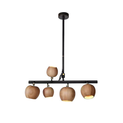 Chunhua Chandelier 5 heads L 27.6 x H 39.4’’ / Wood Color / Model B Chandelier