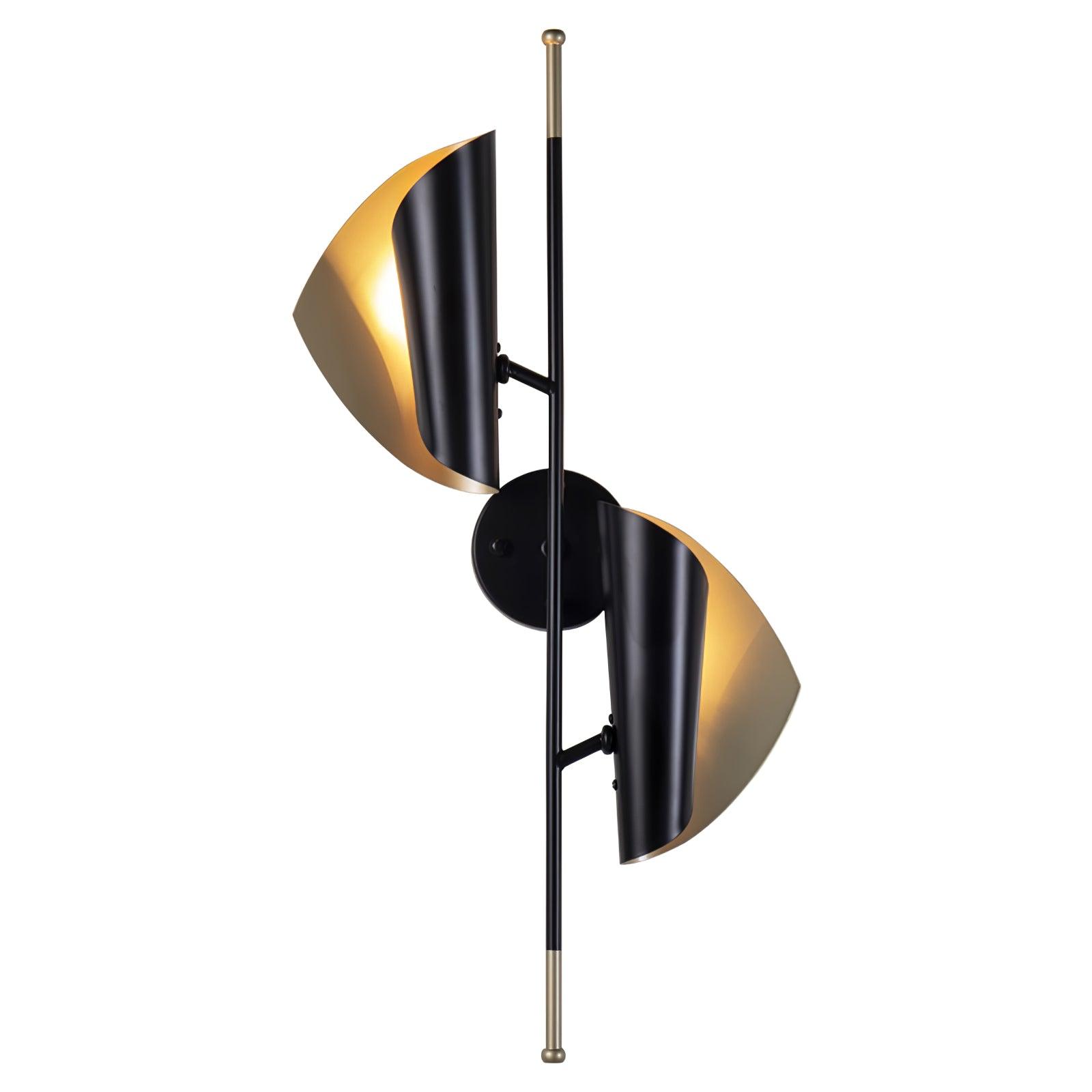 Cigale Double Sconce W 14.2″ x H 30″ / W 36cm x H 76cm / Gold & Black Wall lamp