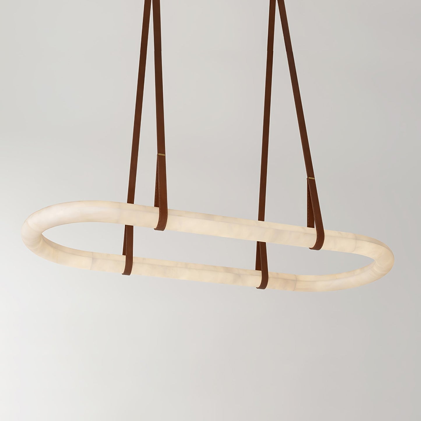 Circle Alabaster Chandelier L 23.6″ x W 9.8″ x H 3.1″ / L 60cm x W 25cm x H 8cm / Brown & White / Warm Light Chandelier