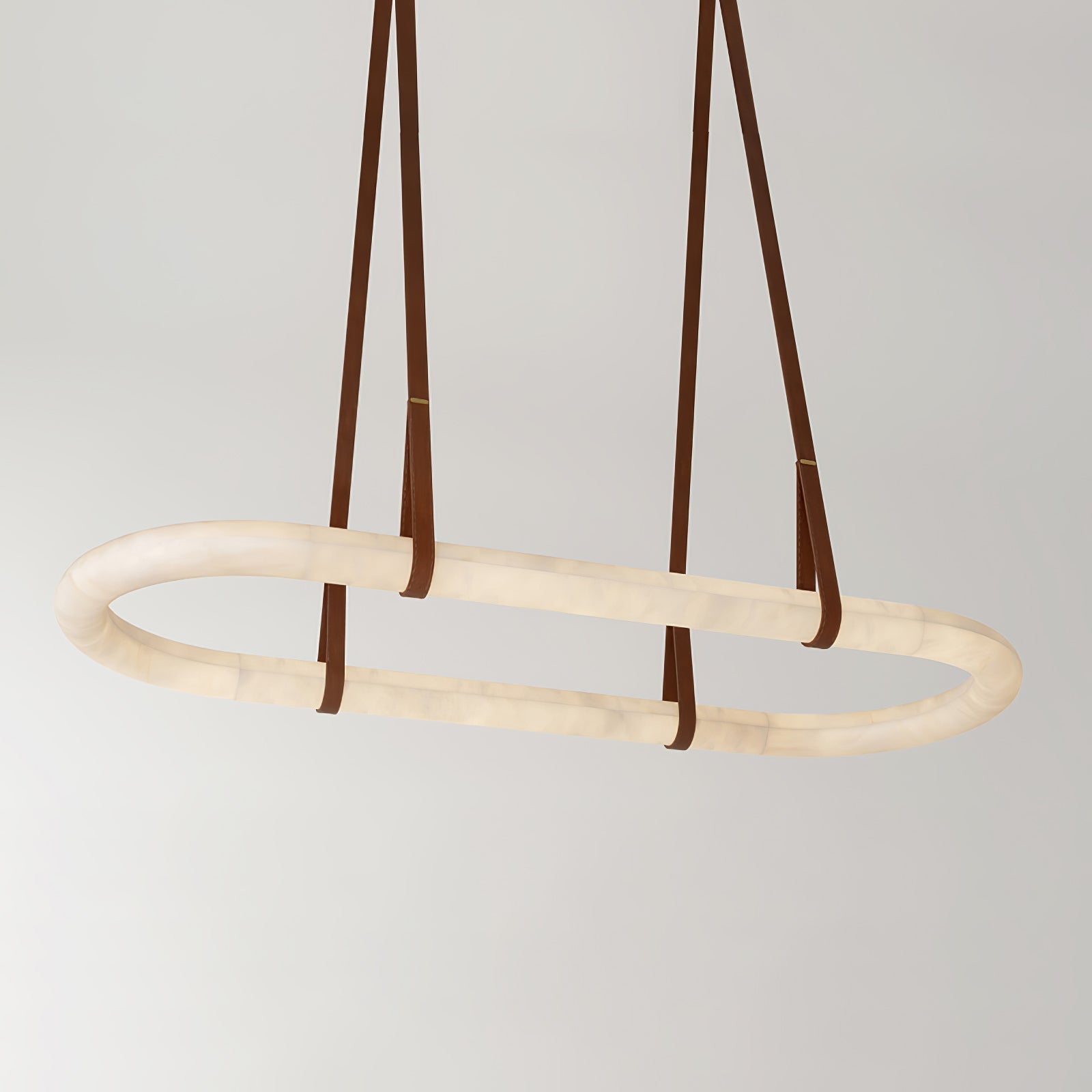 Circle Alabaster Chandelier L 23.6″ x W 9.8″ x H 3.1″ / L 60cm x W 25cm x H 8cm / Brown & White / Warm Light Chandelier