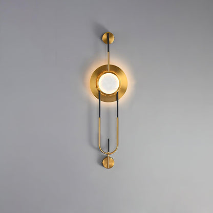 Circular Marble Wall Light Dia 7.9″ x H 22″ / Dia 20cm x H 56cm / Gold & White / Warm Light Wall lamp