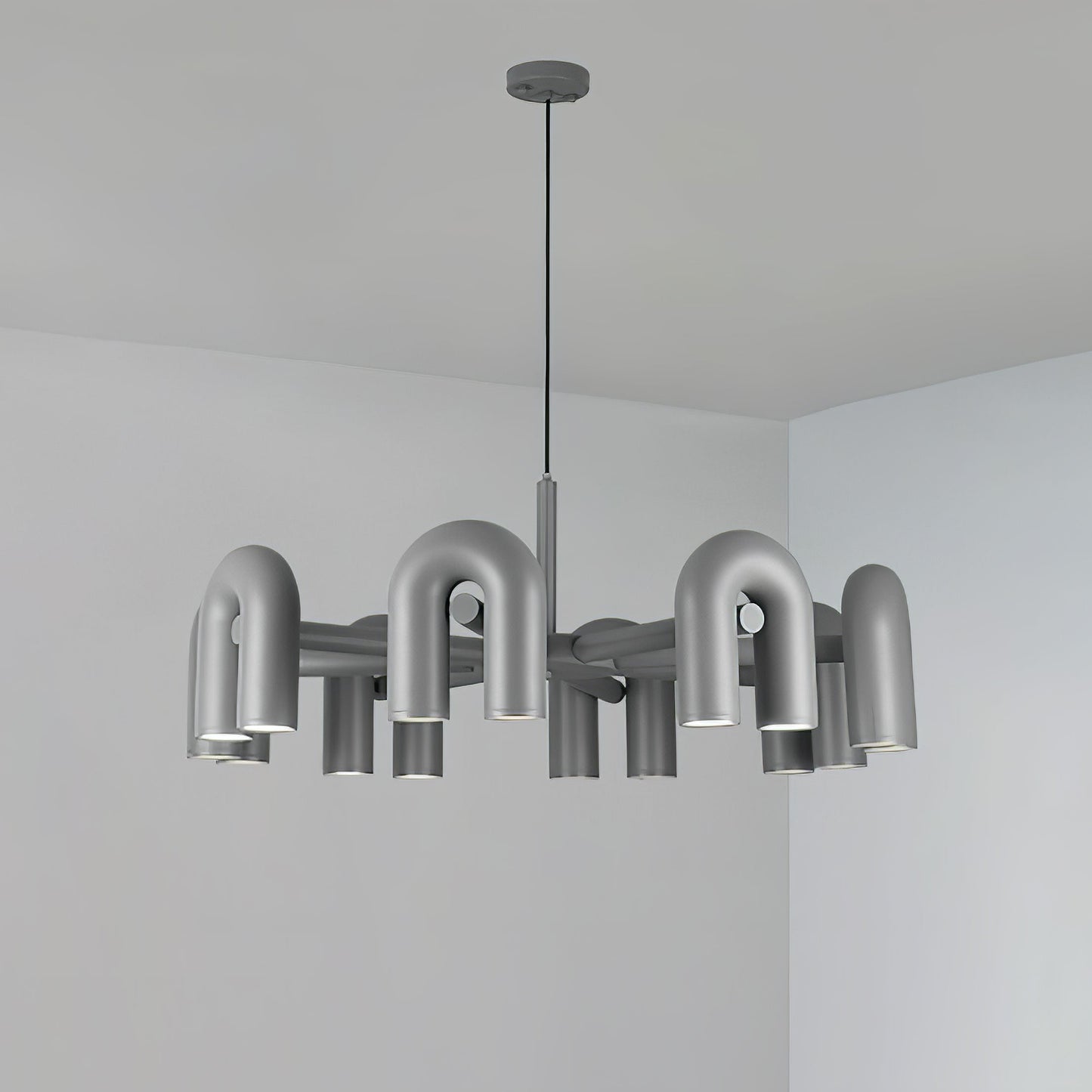 Cirkus Chandelier 8 Heads Dia 39.4″ x H 14.8″ / Dia 100cm x H 37.5cm (Power: ~100W) / Gray / Warm White Chandelier