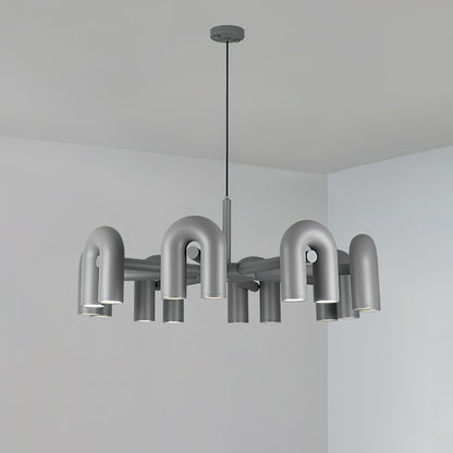 Cirkus Chandelier 8 Heads Dia 39.4″ x H 14.8″ / Dia 100cm x H 37.5cm (Power: ~100W) / Gray / Warm White Chandelier