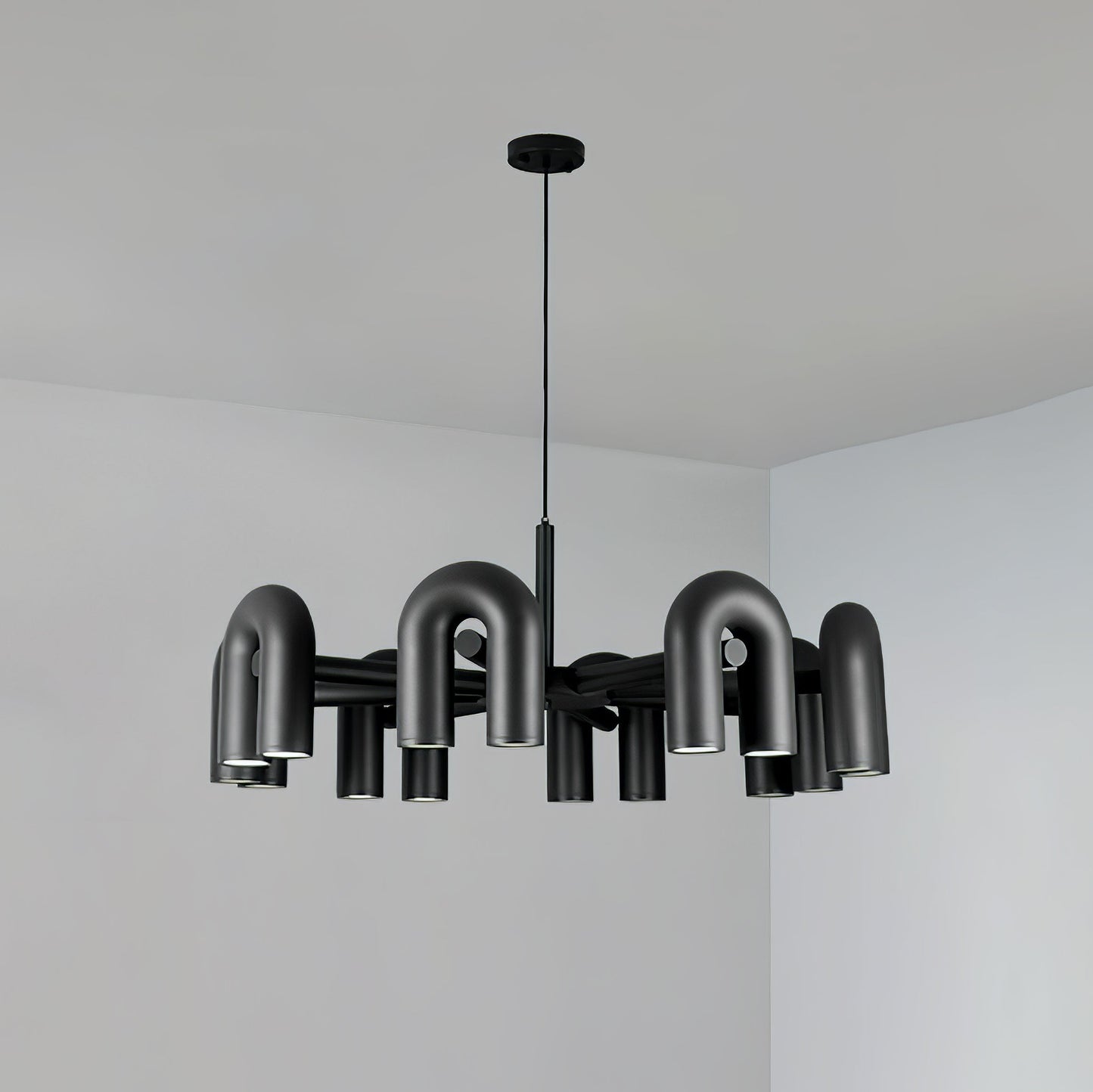 Cirkus Chandelier 8 Heads Dia 39.4″ x H 14.8″ / Dia 100cm x H 37.5cm (Power: ~100W) / Black / Warm White Chandelier