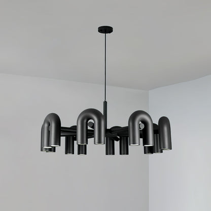Cirkus Chandelier 8 Heads Dia 39.4″ x H 14.8″ / Dia 100cm x H 37.5cm (Power: ~100W) / Black / Warm White Chandelier
