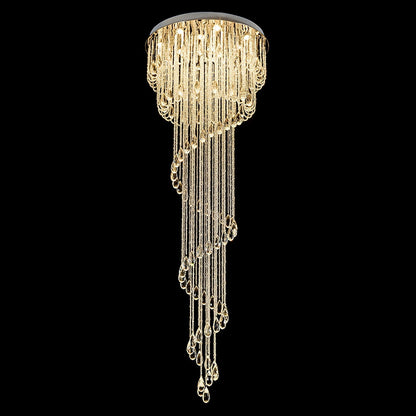 Classic Symphony Spiral Chandelier Dia 15.7″ x H 47.2″ / Dia 40cm x H 120cm / Chrome + Clear / Warm Light Chandelier