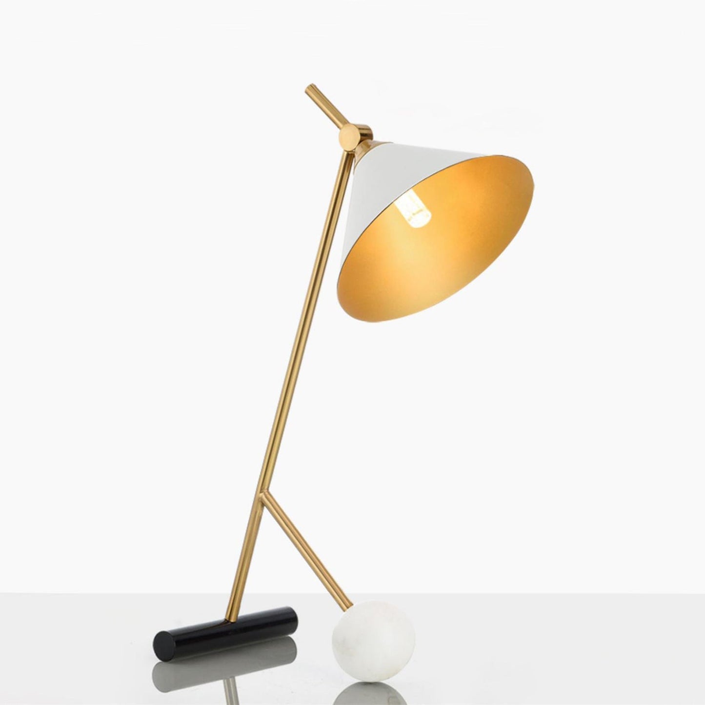 Cleo Table Lamp ? 11.8″ x H 21.7″ / Dia 30cm x H 55cm / Gold + White / US plug Table lamp