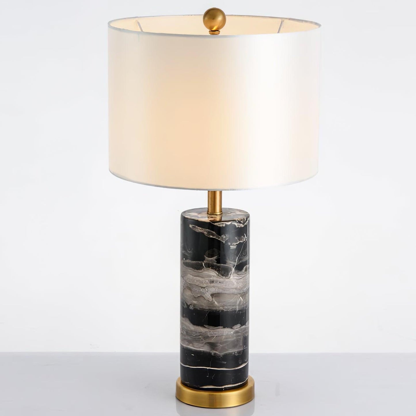 Cliff Table Lamp Dia 14.9″ x H 25.5″ / Dia 38cm x H 65cm / Gold + Black Marble / US plug Table lamp