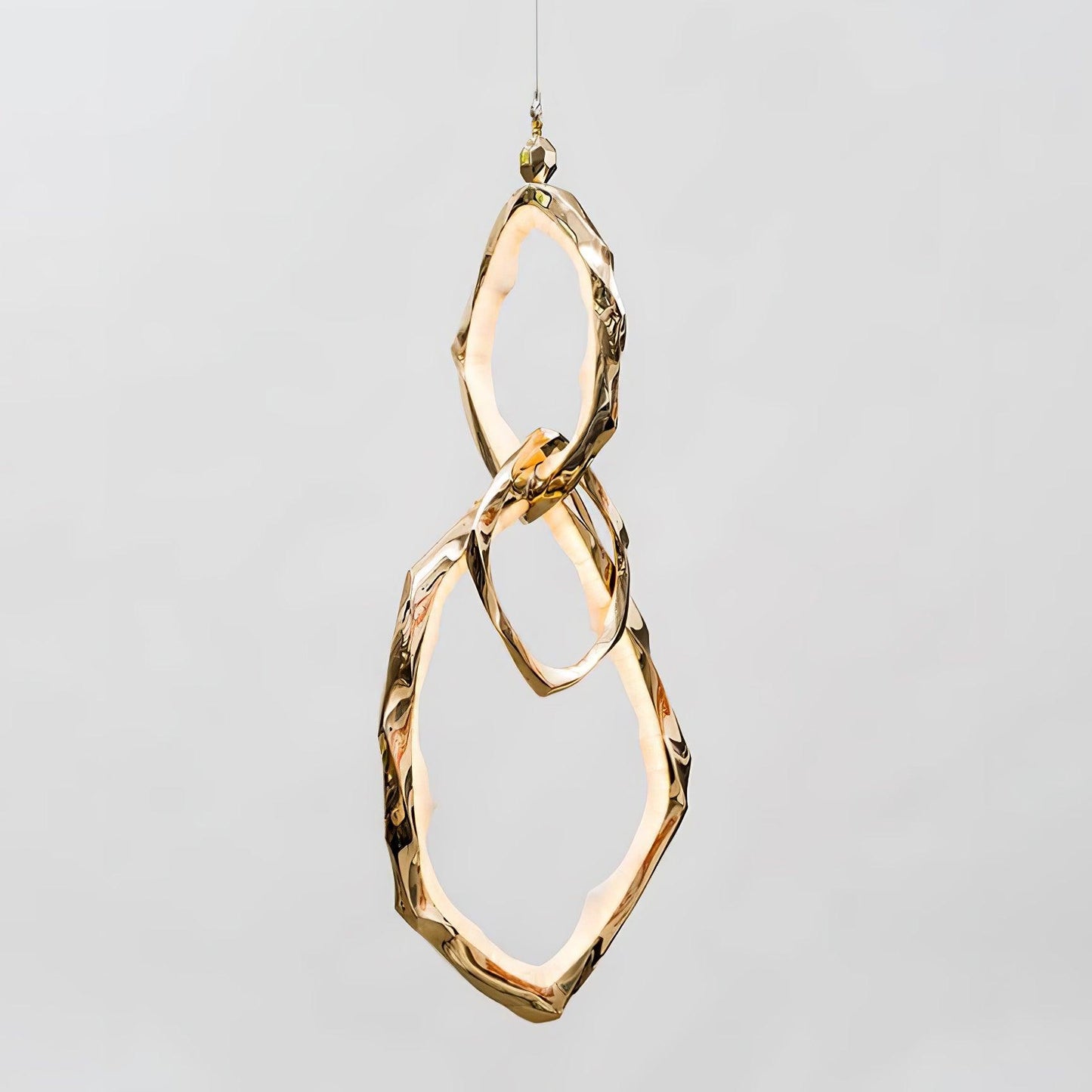Cloud Rings Series Brass Chandelier Dia 13.8″ x W 7.5″ x H 28″ / Dia 35cm x W 19cm x H 71cm / Brass & White / Warm Light