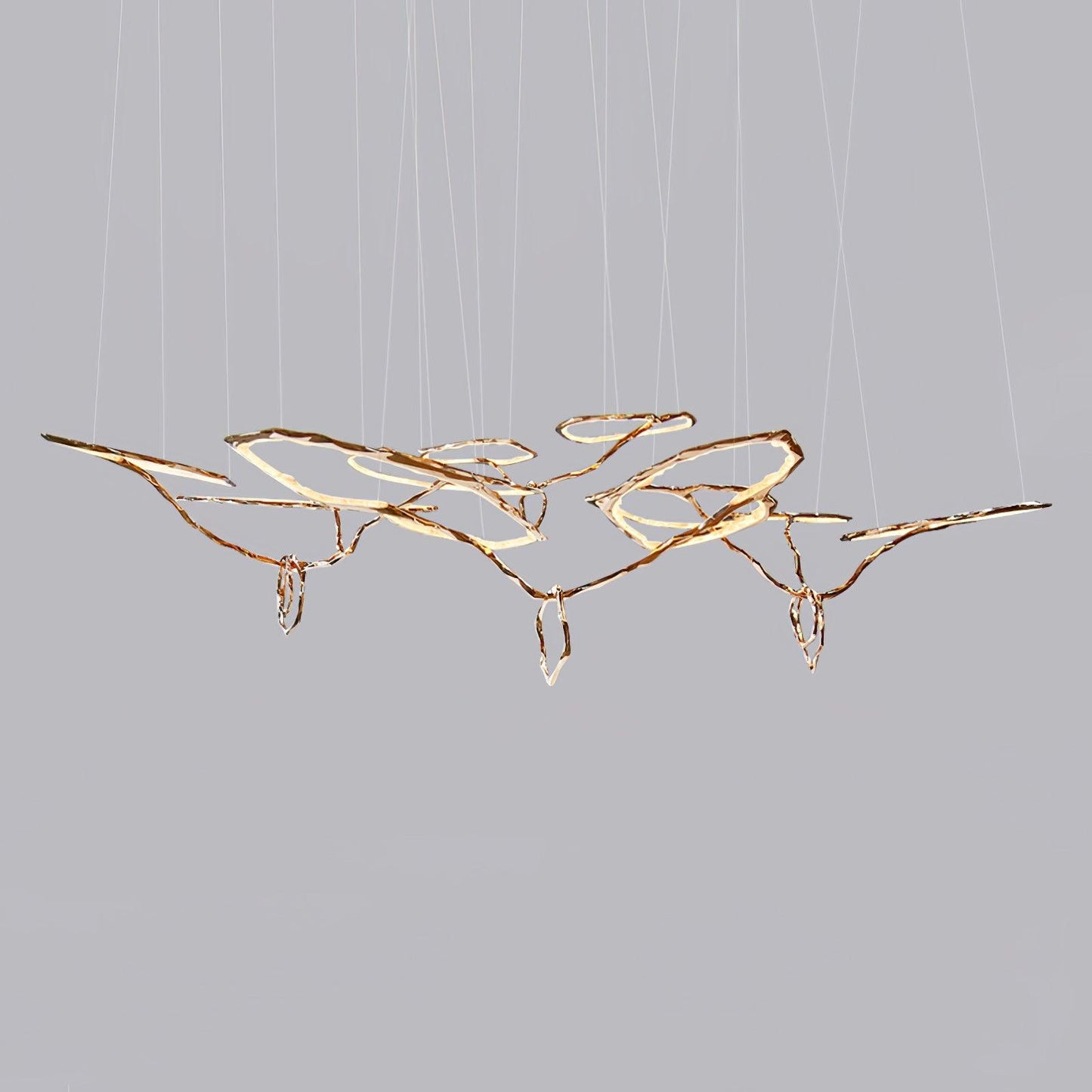 Cloud Rings Series Brass Chandelier Dia 87.4″ x W 95.7″ x H 53.9″ / Dia 222cm x W 243cm x H 137cm / Brass & White / Warm