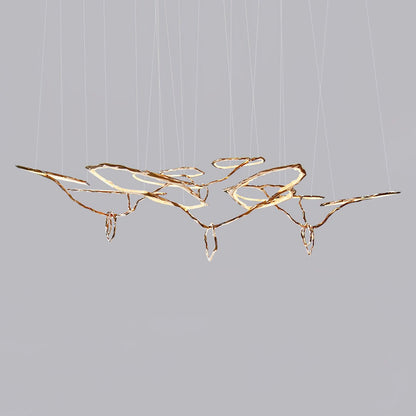 Cloud Rings Series Brass Chandelier Dia 87.4″ x W 95.7″ x H 53.9″ / Dia 222cm x W 243cm x H 137cm / Brass & White / Warm