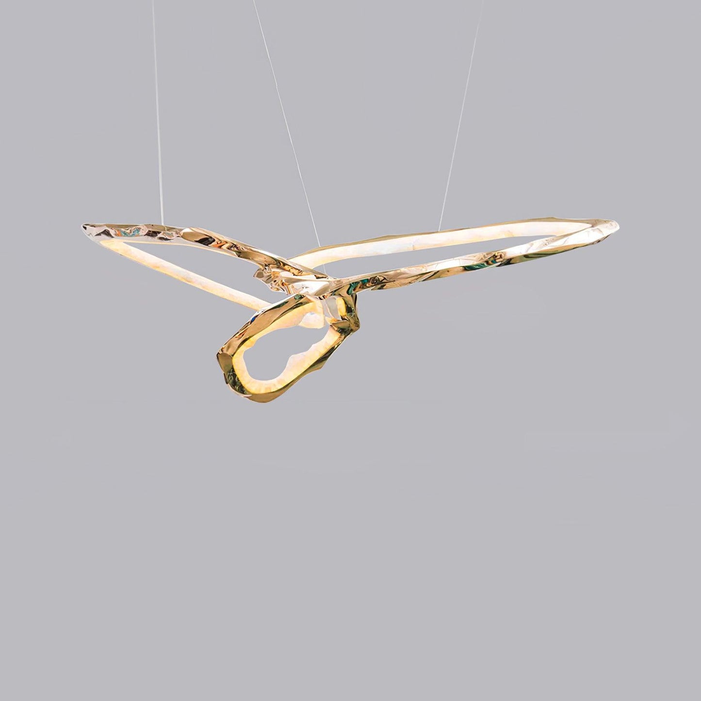 Cloud Rings Series Brass Chandelier Dia 59.8″ x W 35.8″ x H 46.5″ / Dia 152cm x W 91cm x H 118cm / Brass & White / Warm