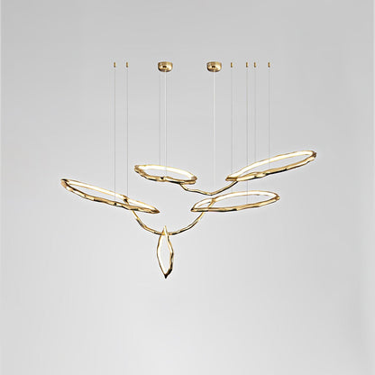 Cloud Rings Series Brass Chandelier Dia 59″ x W 19.7″ x H 23.6″ / Dia 150cm x W 50cm x H 60cm / Brass & White / Warm