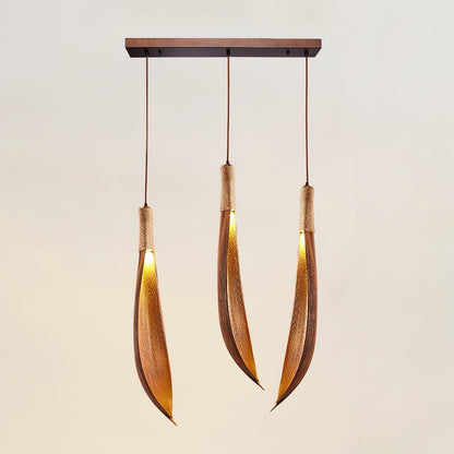 Cocoa Leaf Pendant Lamp 3 Heads L 23.6″ x H 25.6″ / L 60cm x H 65cm / Nature Cocoa Pendant light