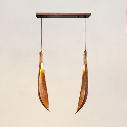 Cocoa Leaf Pendant Lamp 2 Heads L 23.6″ x H 25.6″ / L 60cm x H 65cm / Nature Cocoa Pendant light