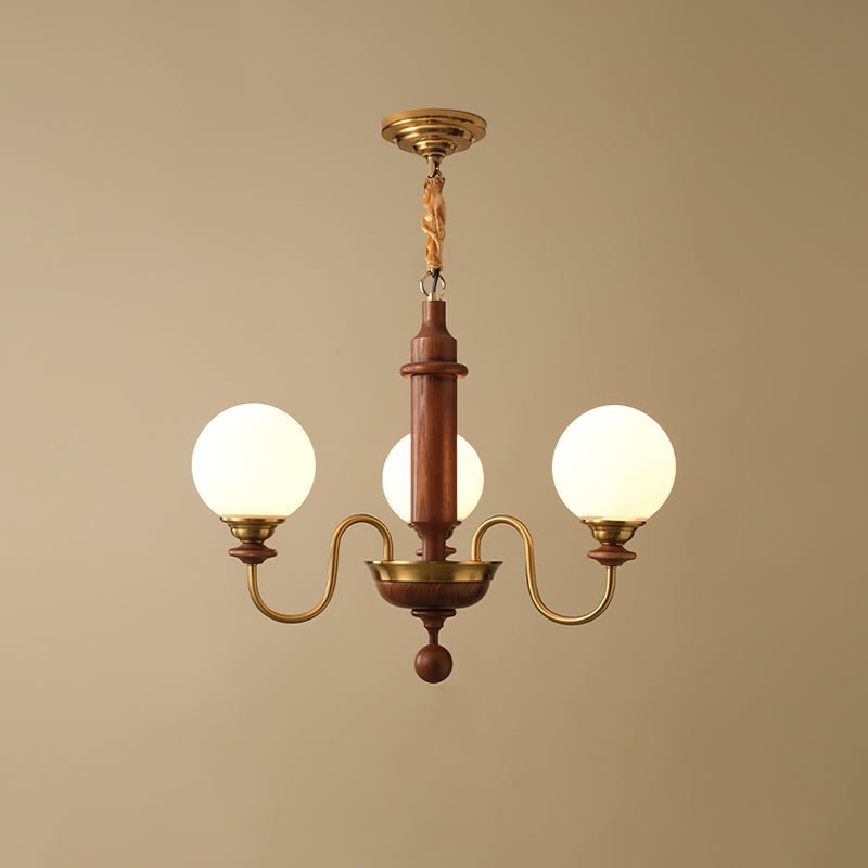 Colonial Grace Chandelier 3 Heads Dia 65cm x H 49cm / Dia 25.2″ x H 19.3″ / Walnut Color & Gold Chandelier