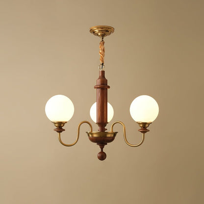 Colonial Grace Chandelier 3 Heads Dia 65cm x H 49cm / Dia 25.2″ x H 19.3″ / Walnut Color & Gold Chandelier