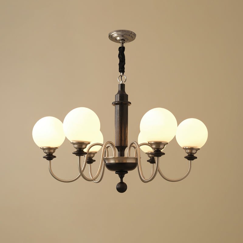 Colonial Grace Chandelier 6 Heads Dia 79cm x H 49cm / Dia 31.1″ x H 19.3″ / Black & Chrome Chandelier