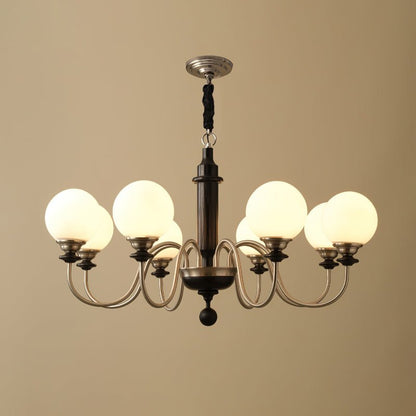 Colonial Grace Chandelier 8 Heads Dia 93cm x H 49cm / Dia3 6.6″ x H 19.3″ / Black & Chrome Chandelier