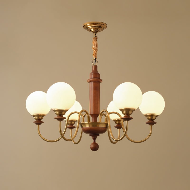 Colonial Grace Chandelier 6 Heads Dia 79cm x H 49cm / Dia 31.1″ x H 19.3″ / Walnut Color & Gold Chandelier