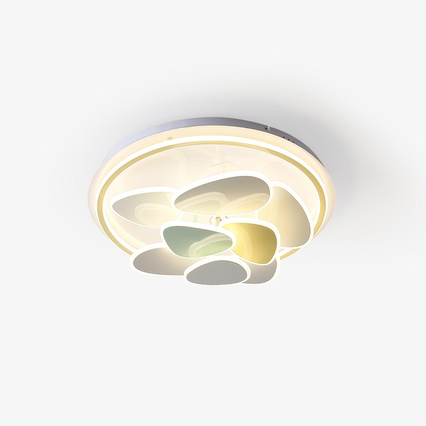 Colorful Cloud Round Ceiling Lamp ? 24.8″ x H 9.1″ / Dia 63cm x H 23cm / White & Yellow & Green / Warm Light Ceiling