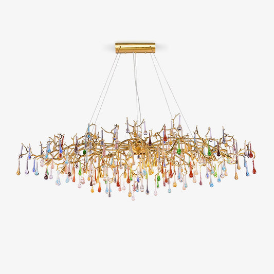 Colorful Raindrop Brass Branch Chandelier Chandelier