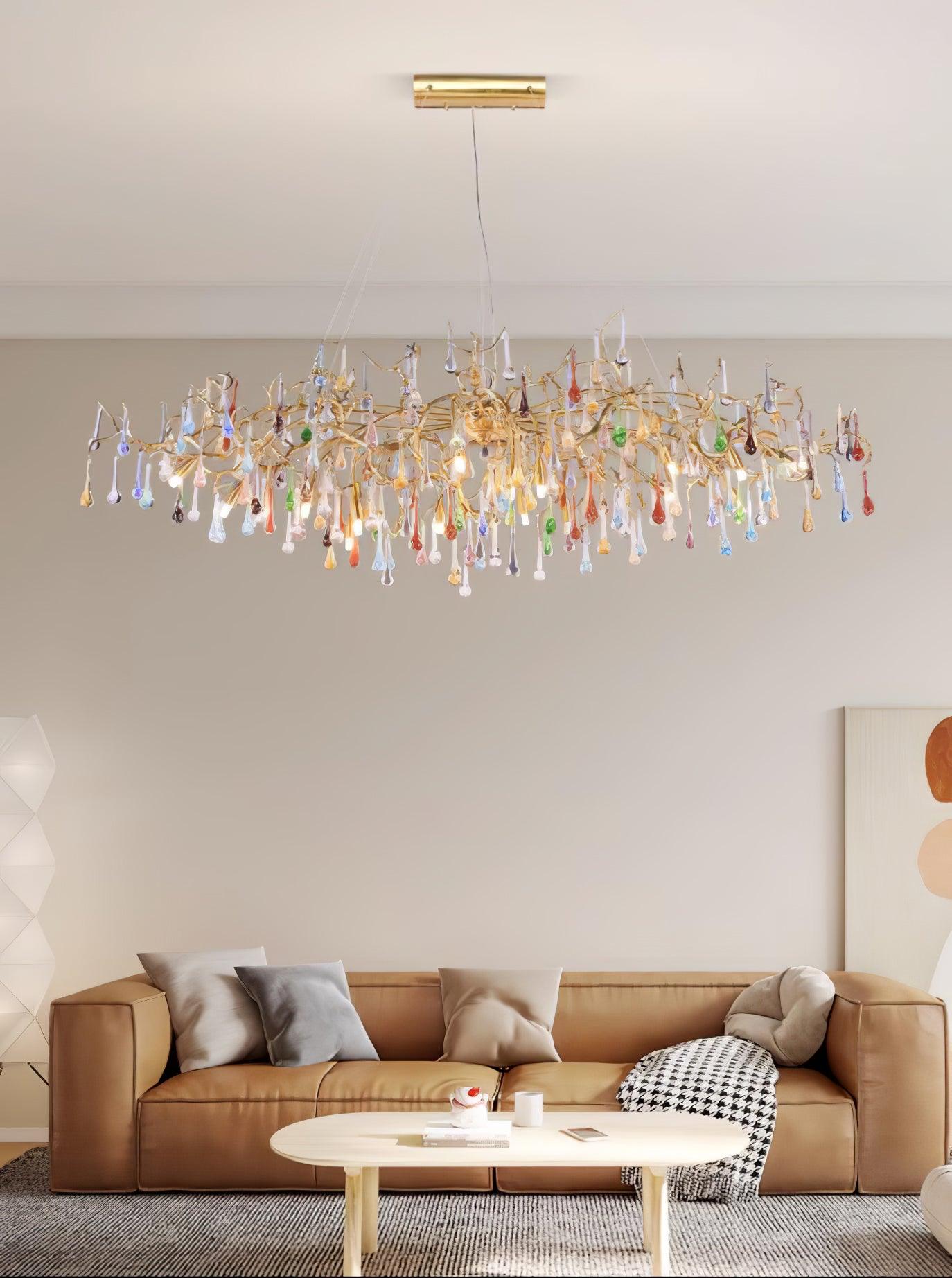 Colorful Raindrop Brass Branch Chandelier Chandelier
