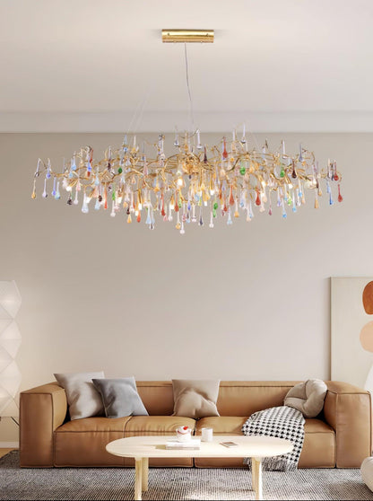 Colorful Raindrop Brass Branch Chandelier Chandelier