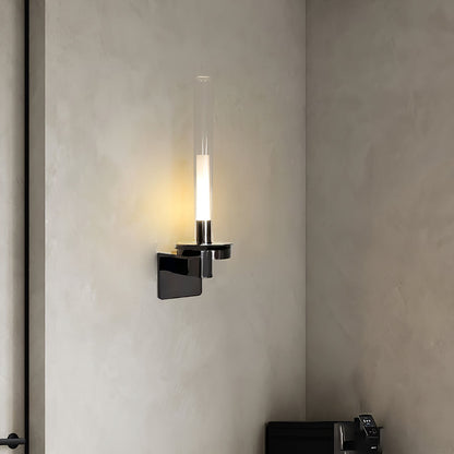 Column Torch Wall Sconce ? 5.1″ x H 14.2″ / Black & Clear / Warm Light Wall lamp
