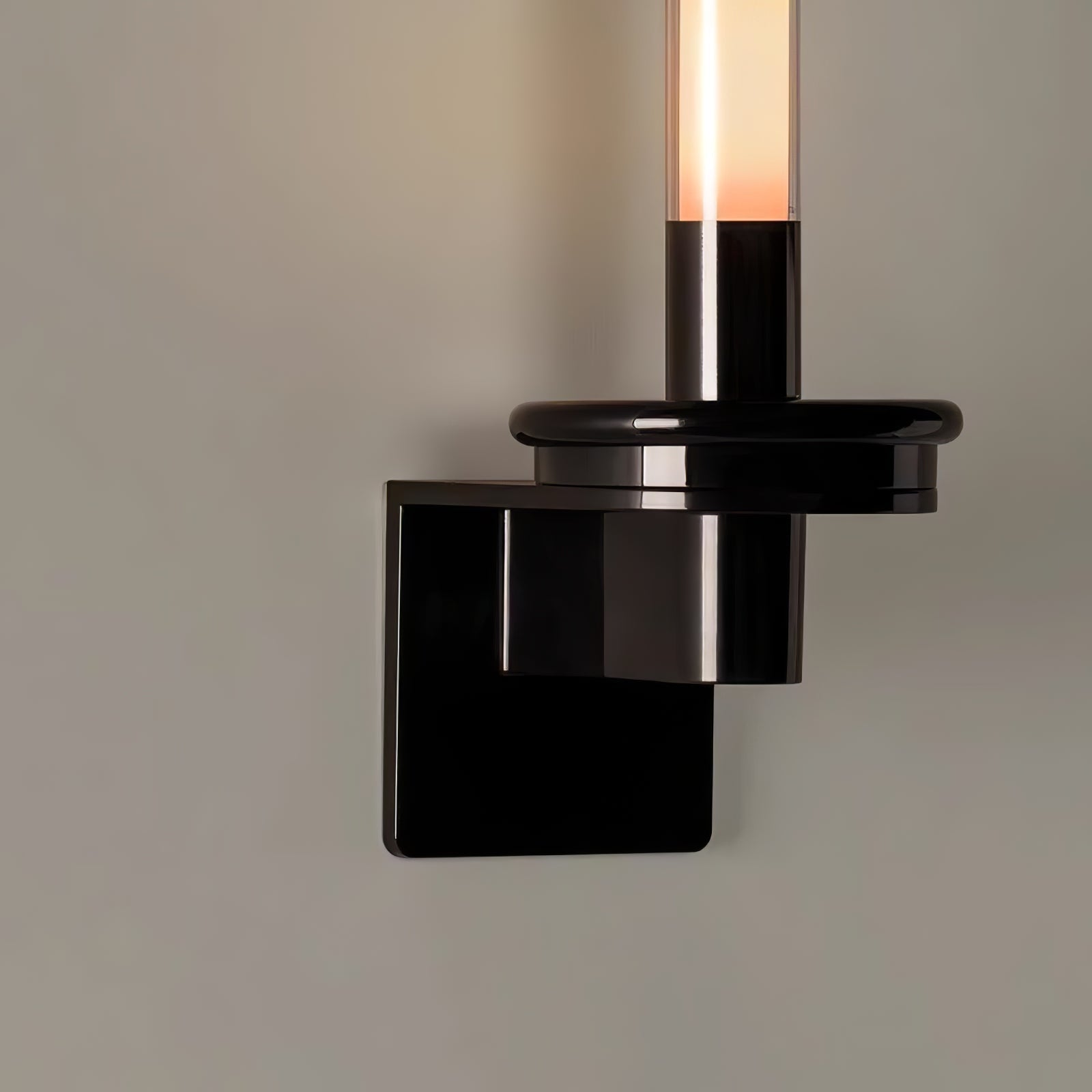 Column Torch Wall Sconce ? 5.1″ x H 14.2″ / Black & Clear / Warm Light Wall lamp