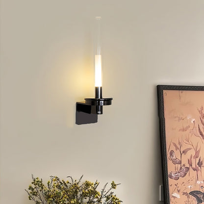 Column Torch Wall Sconce ? 5.1″ x H 14.2″ / Black & Clear / Warm Light Wall lamp