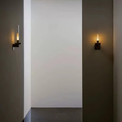 Column Torch Wall Sconce ? 5.1″ x H 14.2″ / Black & Clear / Warm Light Wall lamp