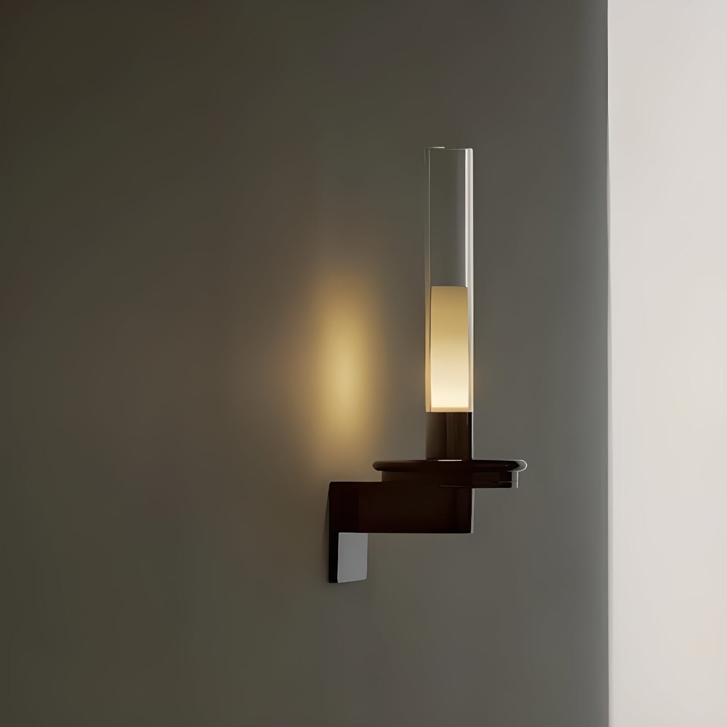 Column Torch Wall Sconce ? 5.1″ x H 14.2″ / Black & Clear / Warm Light Wall lamp