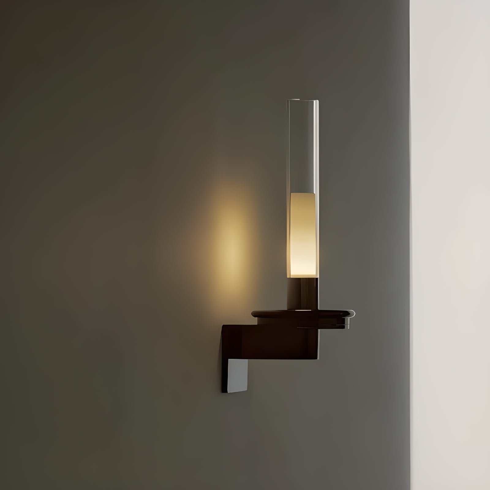 Column Torch Wall Sconce ? 5.1″ x H 14.2″ / Black & Clear / Warm Light Wall lamp