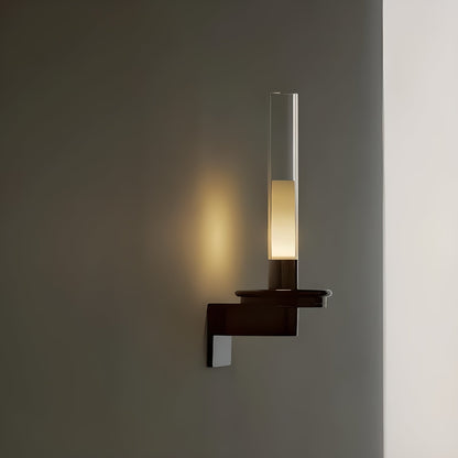 Column Torch Wall Sconce ? 5.1″ x H 14.2″ / Black & Clear / Warm Light Wall lamp