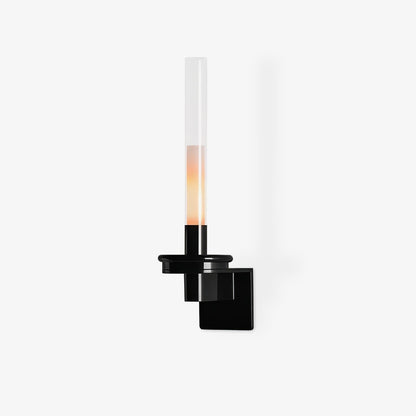 Column Torch Wall Sconce ? 5.1″ x H 14.2″ / Black & Clear / Warm Light Wall lamp