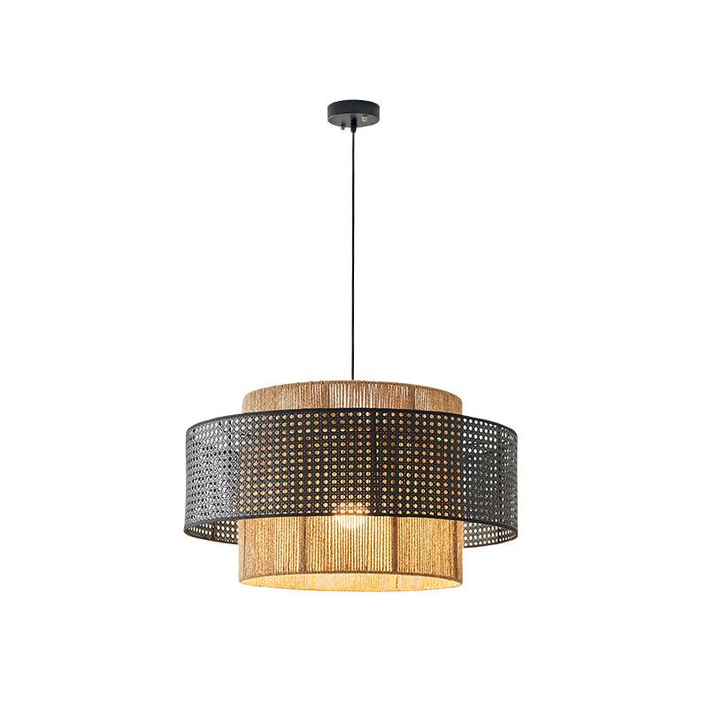 Concentric Pendant Light Dia 15.7″ x H 8.7″ / Dia 40cm x H 22cm / Natural rattan＆Black Pendant light