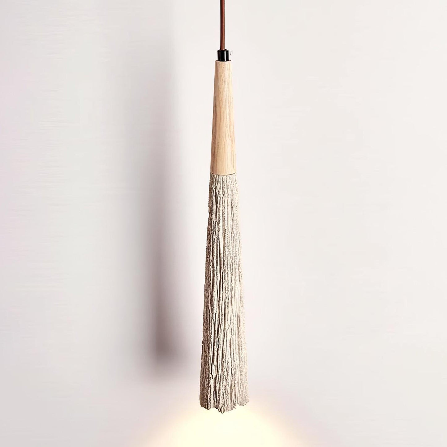 Concrete Pleated Pendant Lamp Dia 2.8″ x H 16.5″ / Dia 7cm x H 42cm / Nature wood color & Grey concrete Pendant light