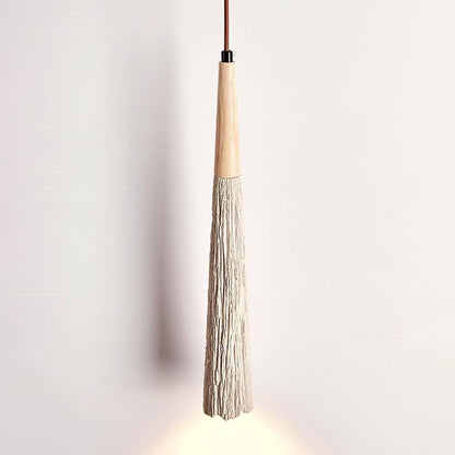 Concrete Pleated Pendant Lamp Dia 2.8″ x H 16.5″ / Dia 7cm x H 42cm / Nature wood color & Grey concrete Pendant light