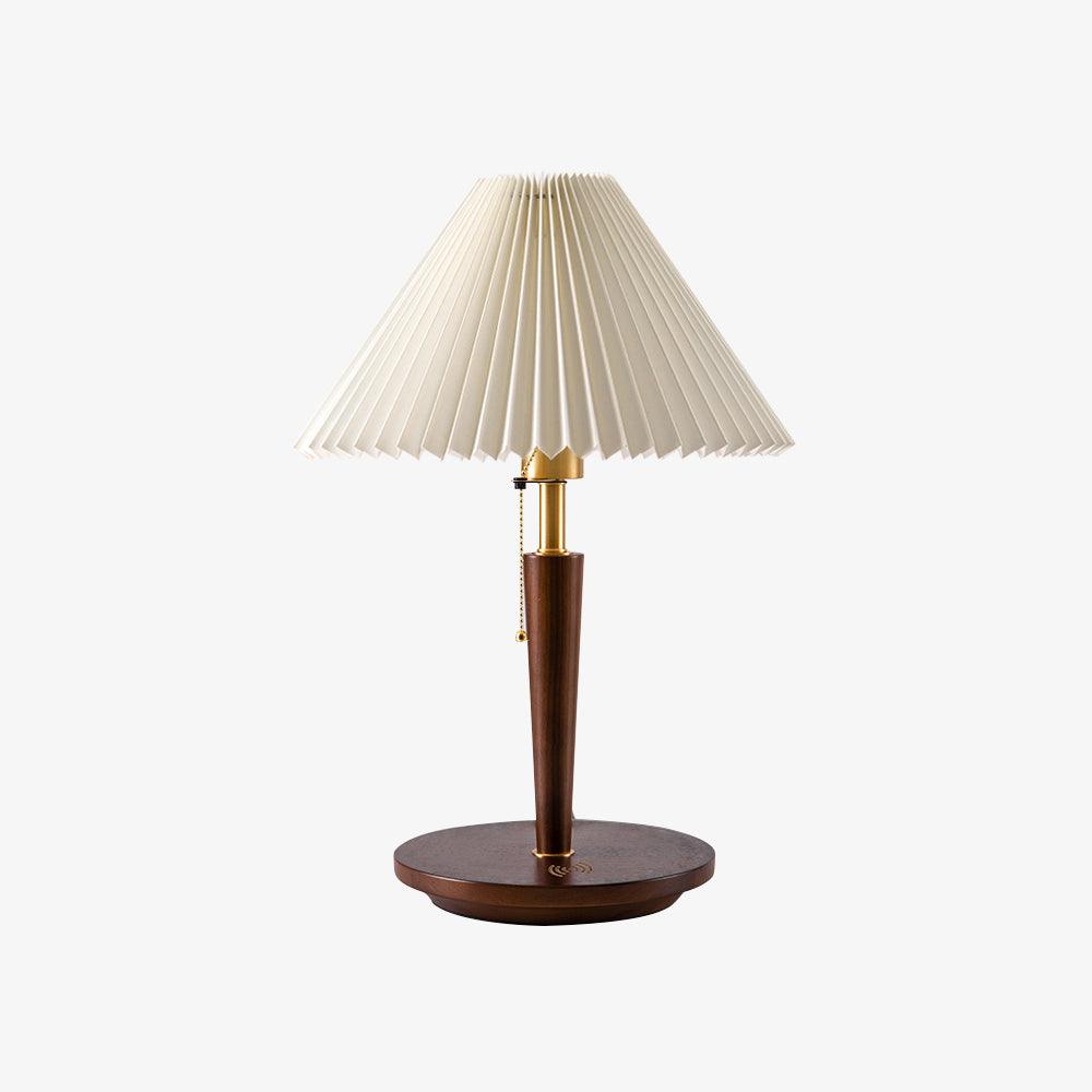 Cone Pleated Fabric Table Lamp Dia 14.1″ x H 20.9″ / Dia 36cm x H 53cm / Wooden ＆ White / US Plug Table lamp