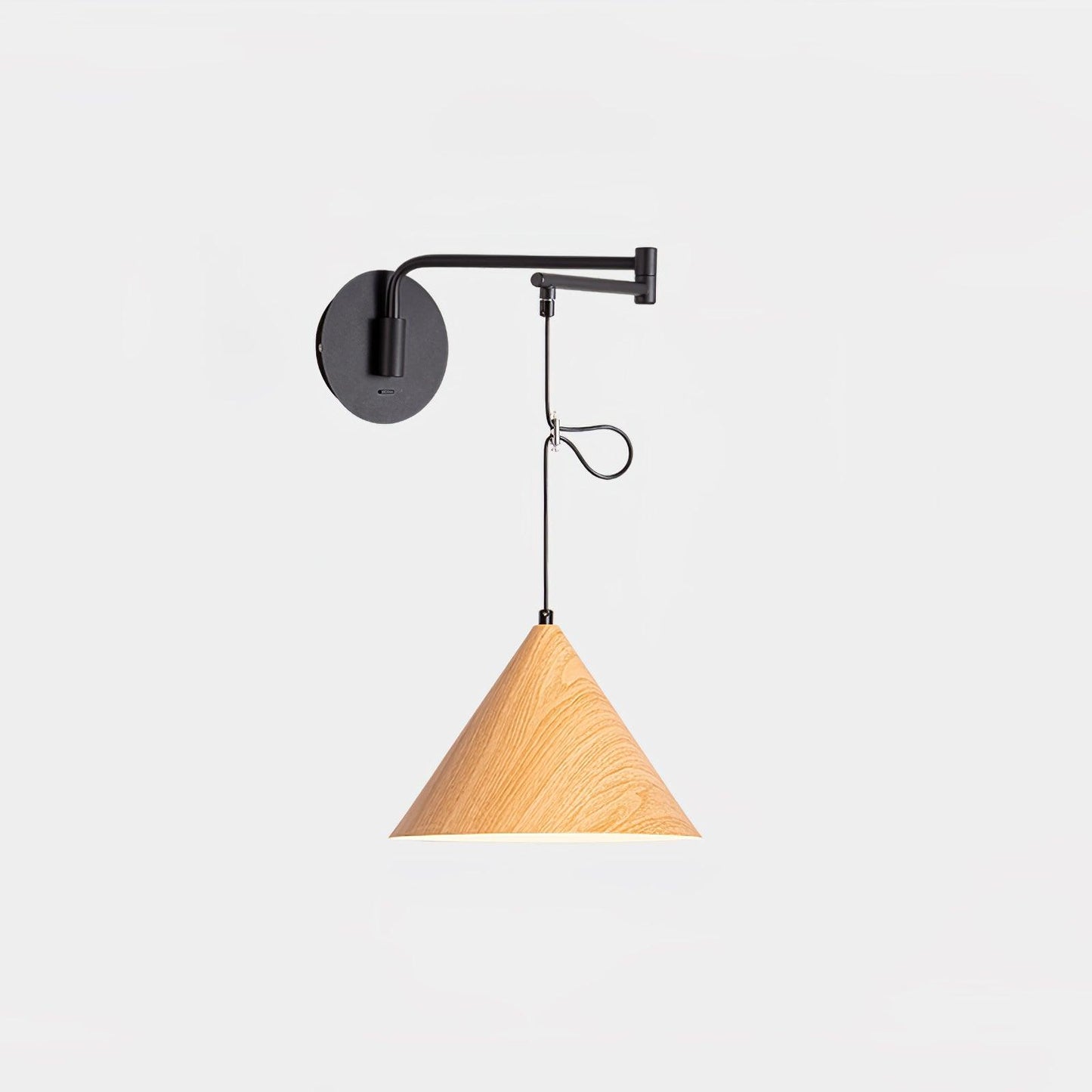 Cone Swing Arm Wall Lamp ? 13.8″ x H 39.4″ x L 29.5″ / Dia 35cm x H 100cm x L 75cm / Wood Color & Black Wall lamp