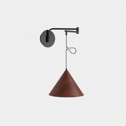 Cone Swing Arm Wall Lamp ? 13.8″ x H 39.4″ x L 29.5″ / Dia 35cm x H 100cm x L 75cm / Walnut Color & Black Wall lamp